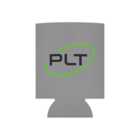 PLT Logo Can Cooler — Gray Neoprene Beer Cooler Sleeve