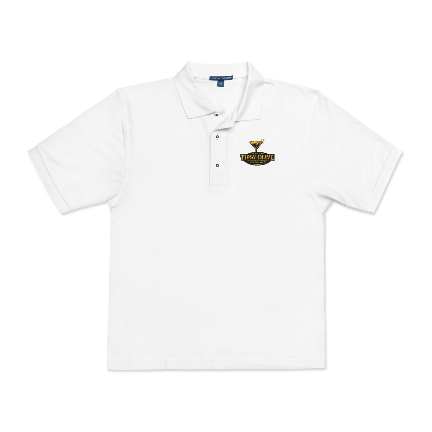 Tipsy Olive Embroidered Gold Trophy Polo Shirt - Men's Casual Award Club Tee
