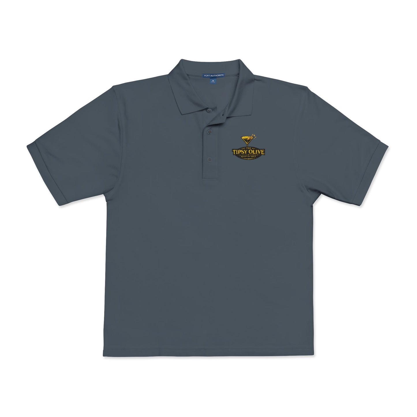 Tipsy Olive Embroidered Gold Trophy Polo Shirt - Men's Casual Award Club Tee