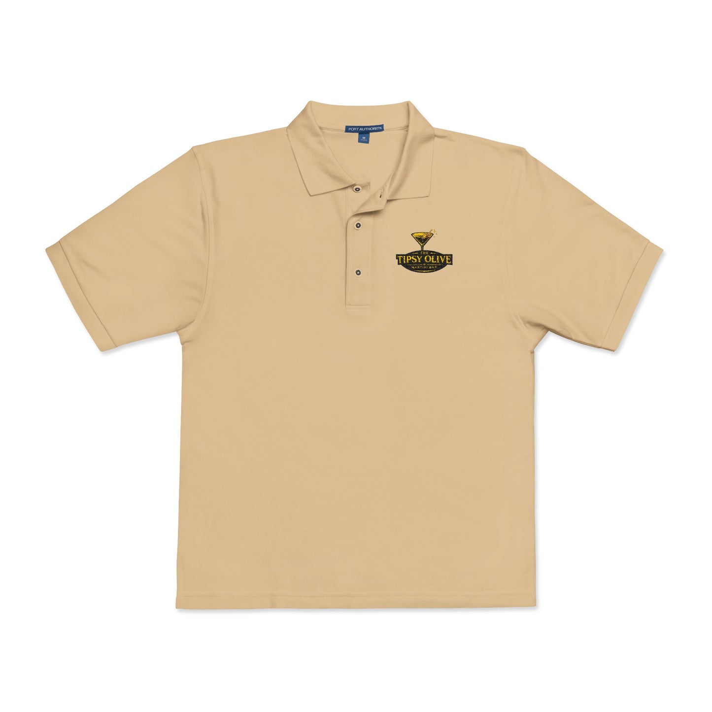 Tipsy Olive Embroidered Gold Trophy Polo Shirt - Men's Casual Award Club Tee