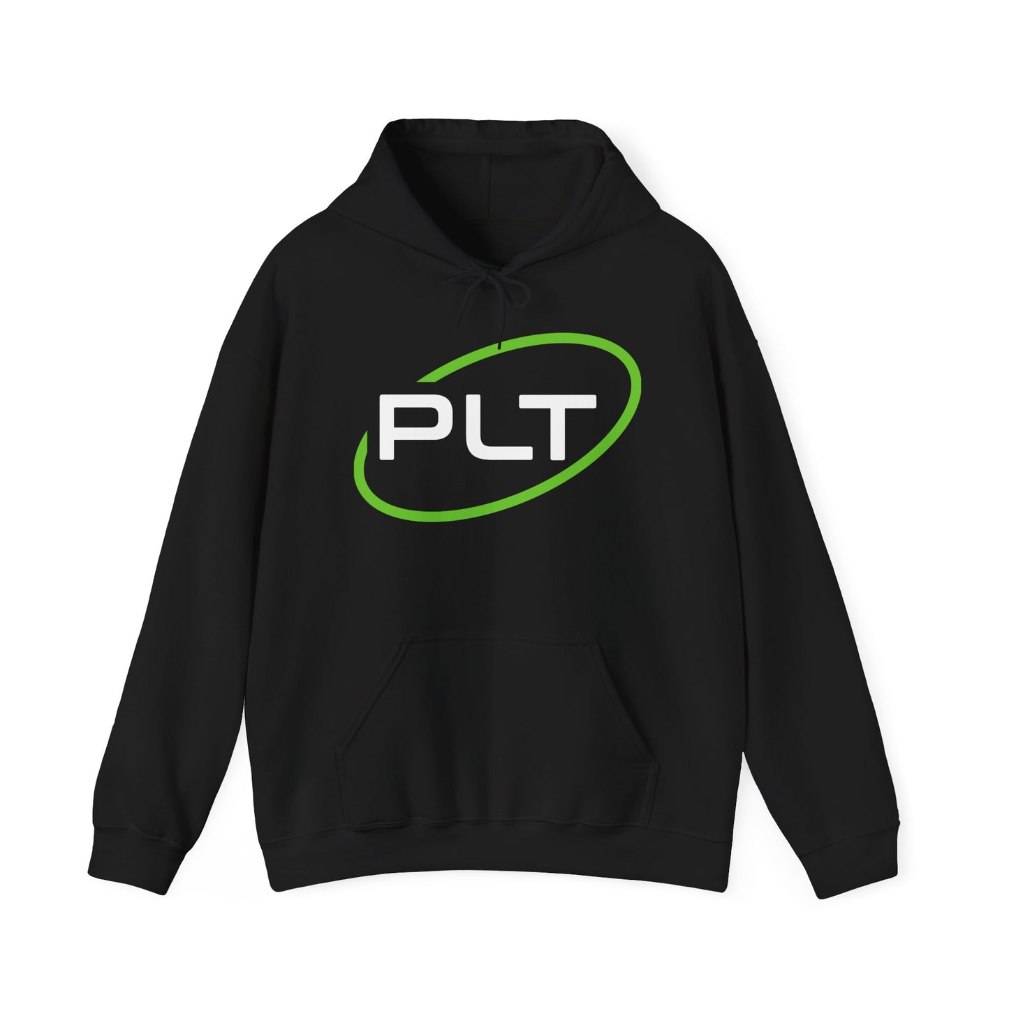 PLT Hoodie — Minimal Green Brushstroke Oval Graphic