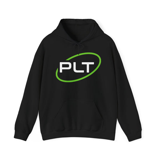 PLT Hoodie — Minimal Green Brushstroke Oval Graphic