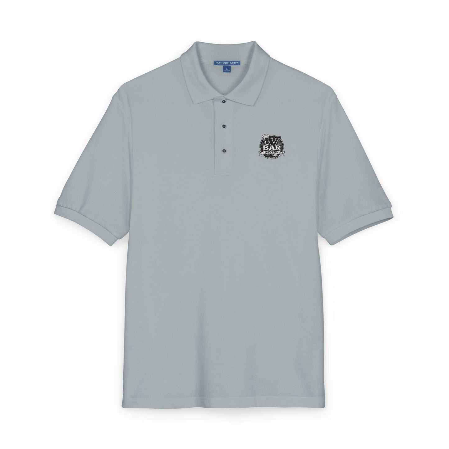Embroidered V Bar Dayton Polo Shirt — Classic Black Work & Casual Polo
