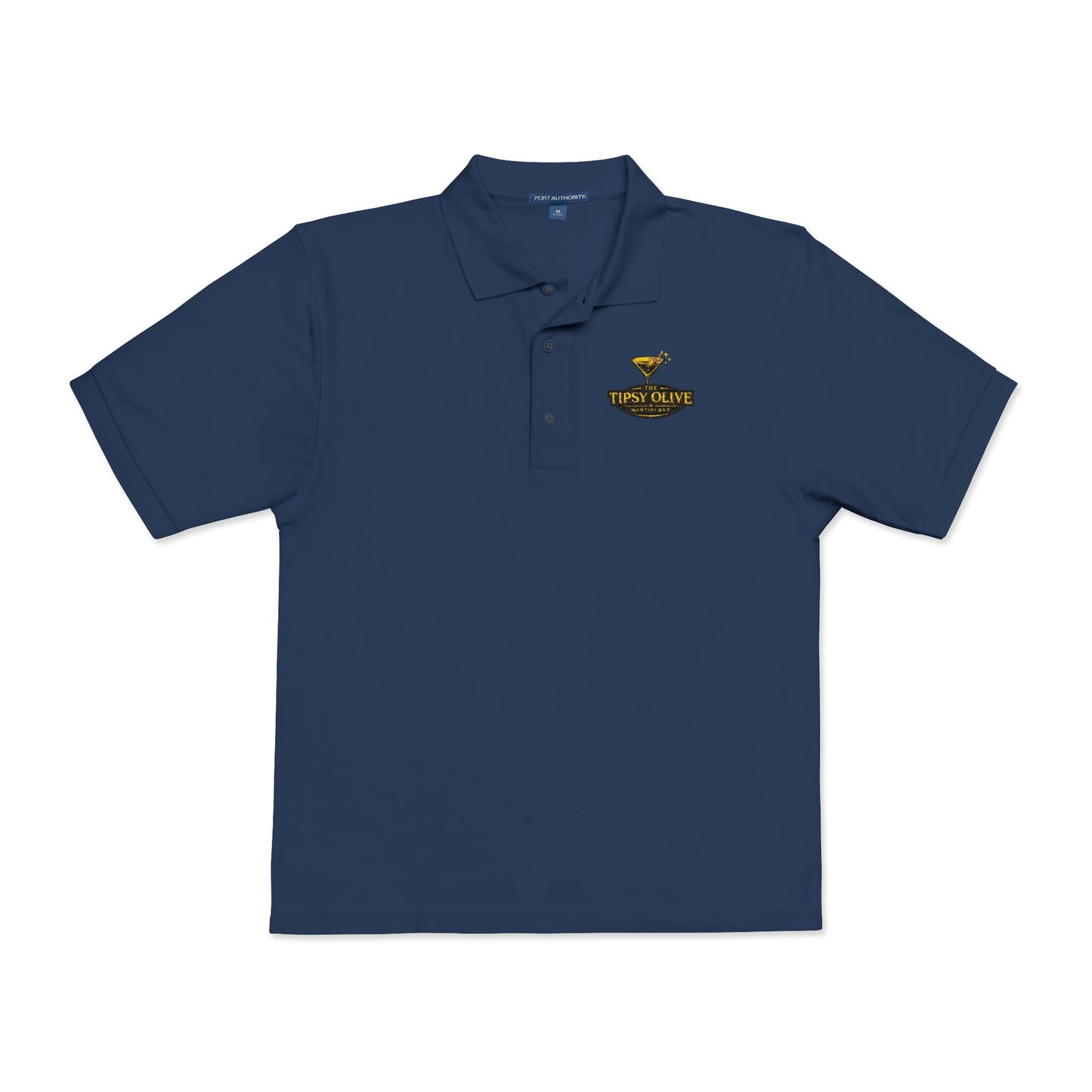 Tipsy Olive Embroidered Gold Trophy Polo Shirt - Men's Casual Award Club Tee