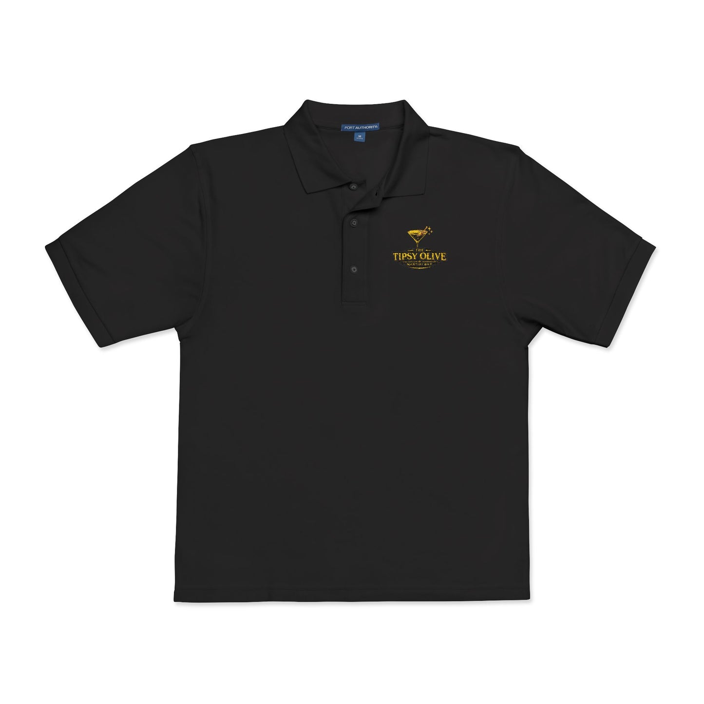 Tipsy Olive Embroidered Gold Trophy Polo Shirt - Men's Casual Award Club Tee