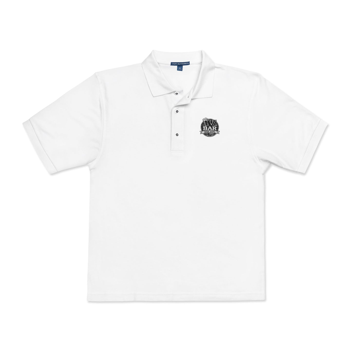 Embroidered V Bar Dayton Polo Shirt — Classic Black Work & Casual Polo