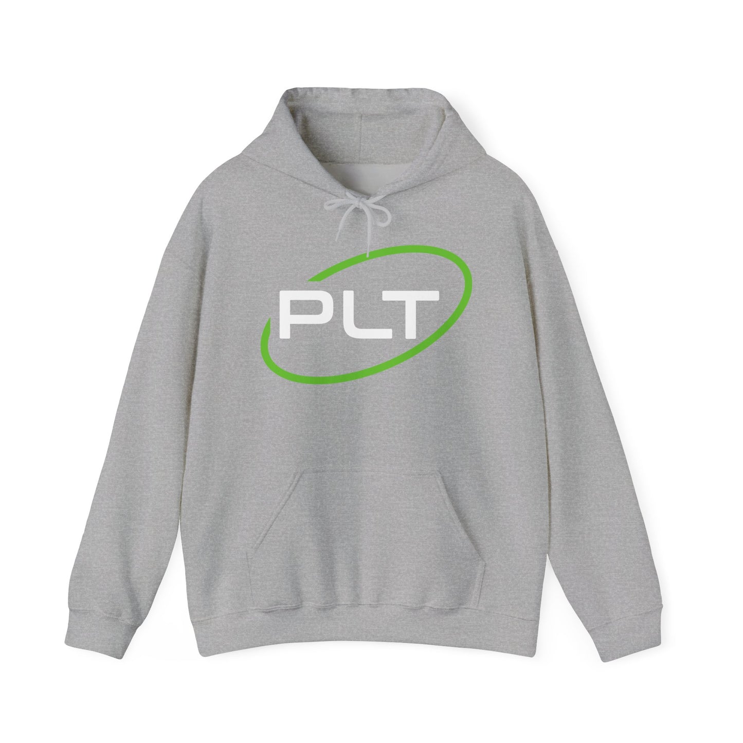PLT Hoodie — Minimal Green Brushstroke Oval Graphic