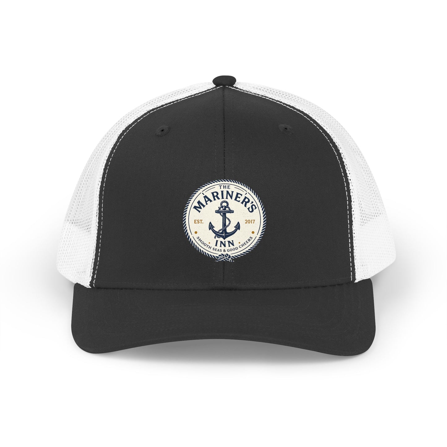Mariners Inn Retro Anchor Trucker Hat — Vintage Nautical Mesh Cap