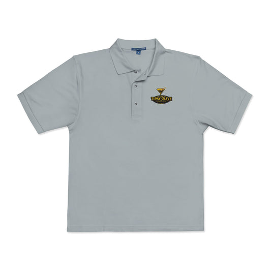 Tipsy Olive Embroidered Gold Trophy Polo Shirt - Men's Casual Award Club Tee